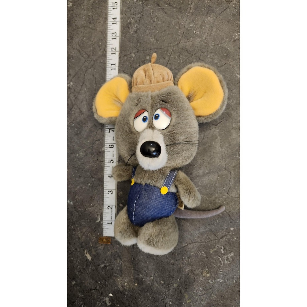 Applause Gray Mouse Plush Stuffed Animal Toy Denim Overalls Hat Big Ears Cute‎ - Picture 11 of 11